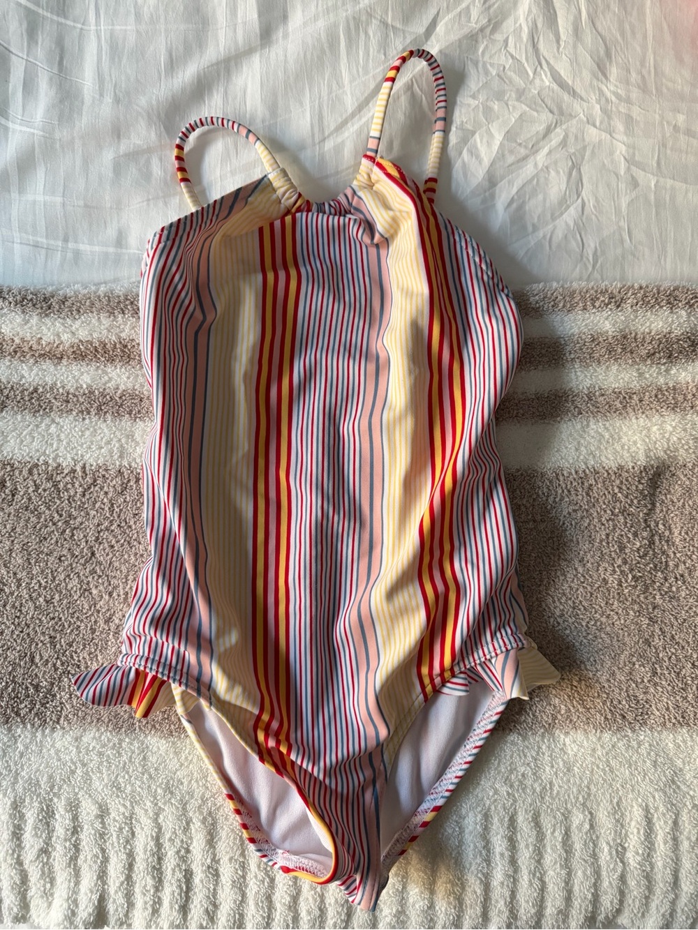 Roxy Girls Striped One-Piece Swimsuit - Red, Yellow, Blue, Pink